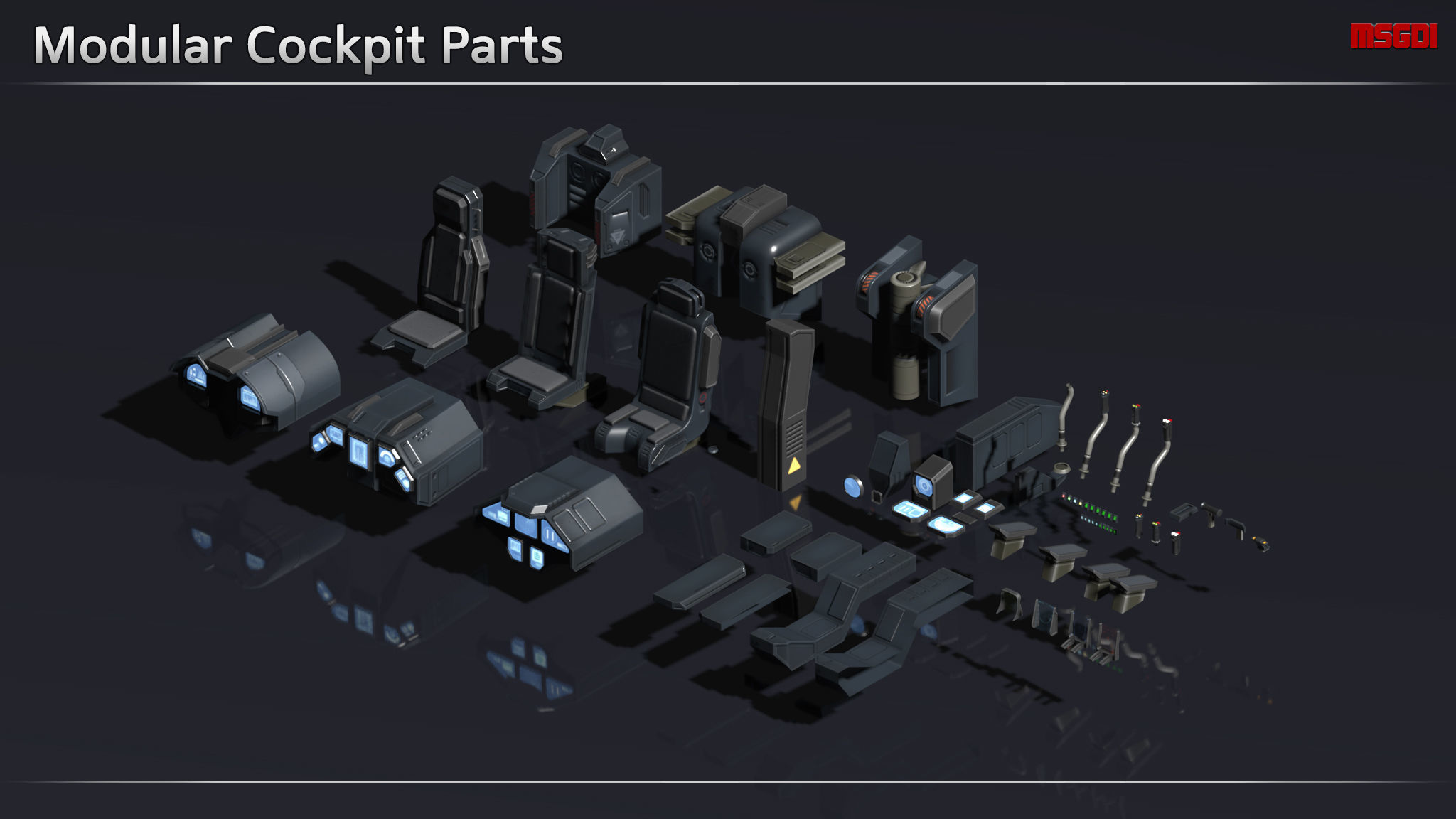 Scifi Fighter UTG556 Low-poly 3D model_5