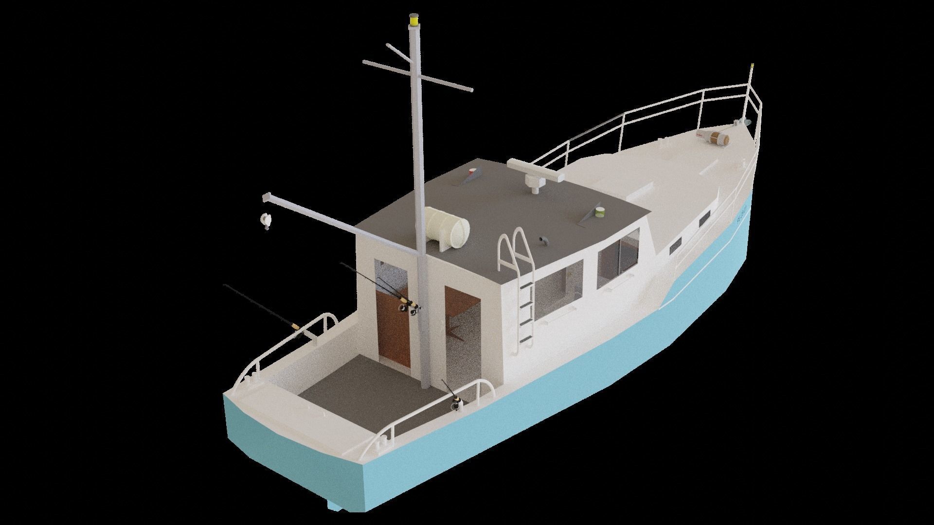 Fisher Boat Free low-poly 3D model_2
