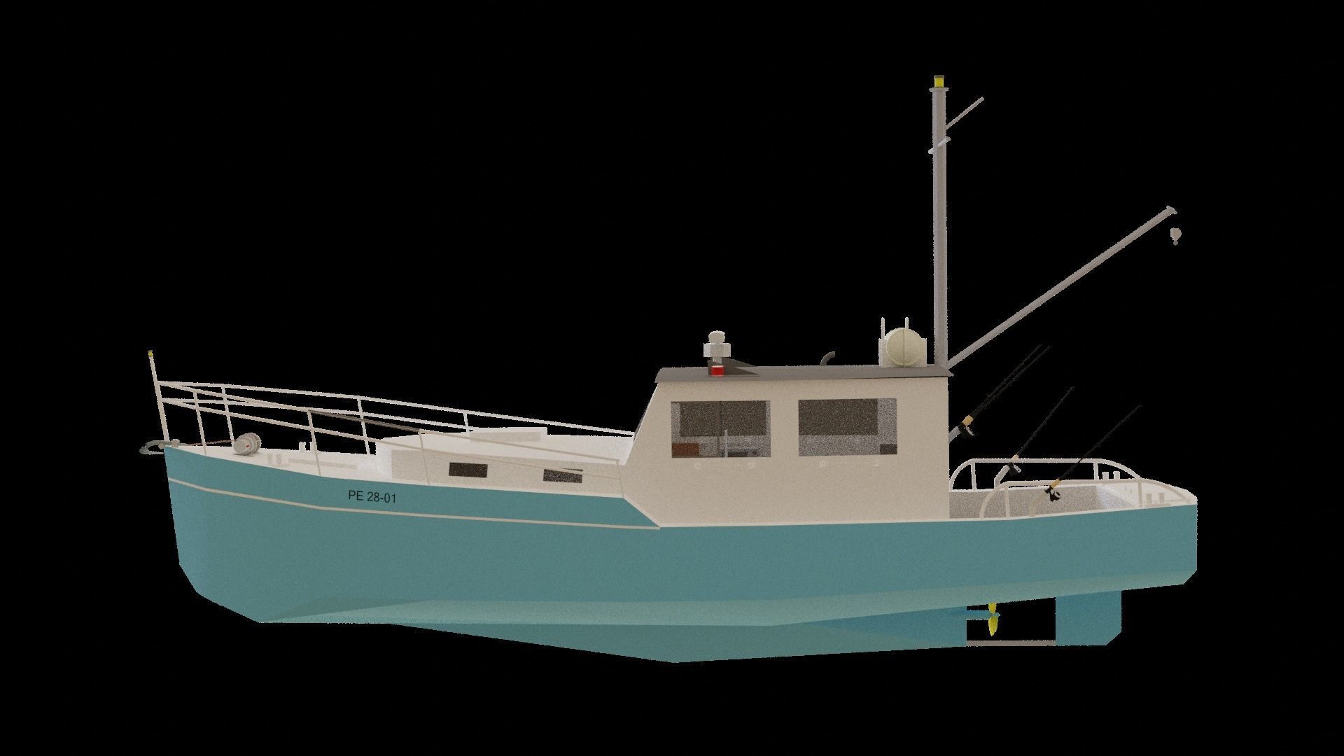 Fisher Boat Free low-poly 3D model_1