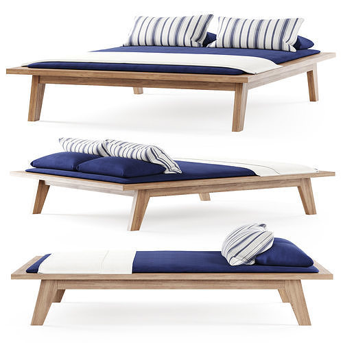 Wooden beach daybed 3D model