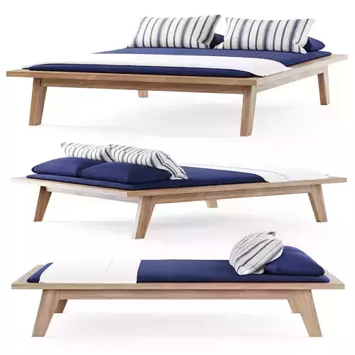 Wooden beach daybed 3D model