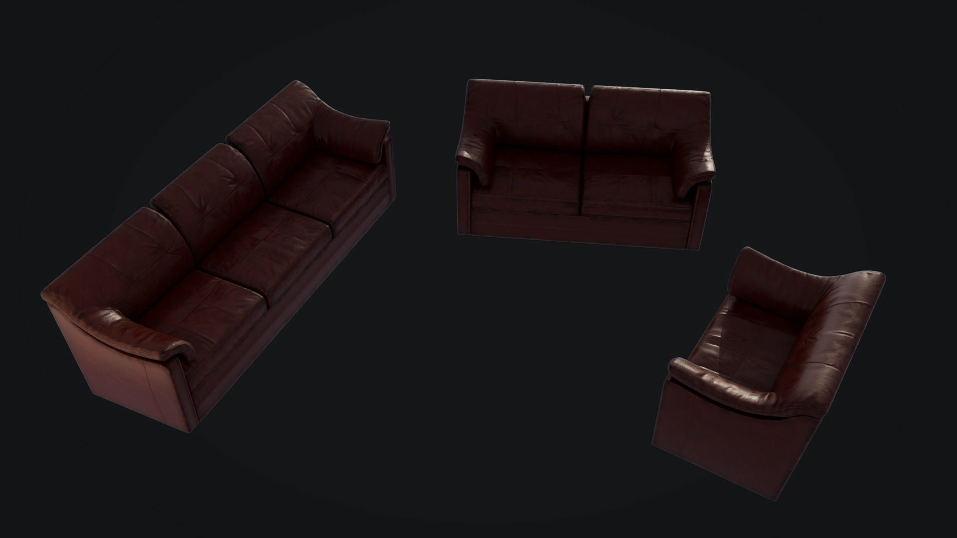 Leather Sofa Low-poly 3D model_3