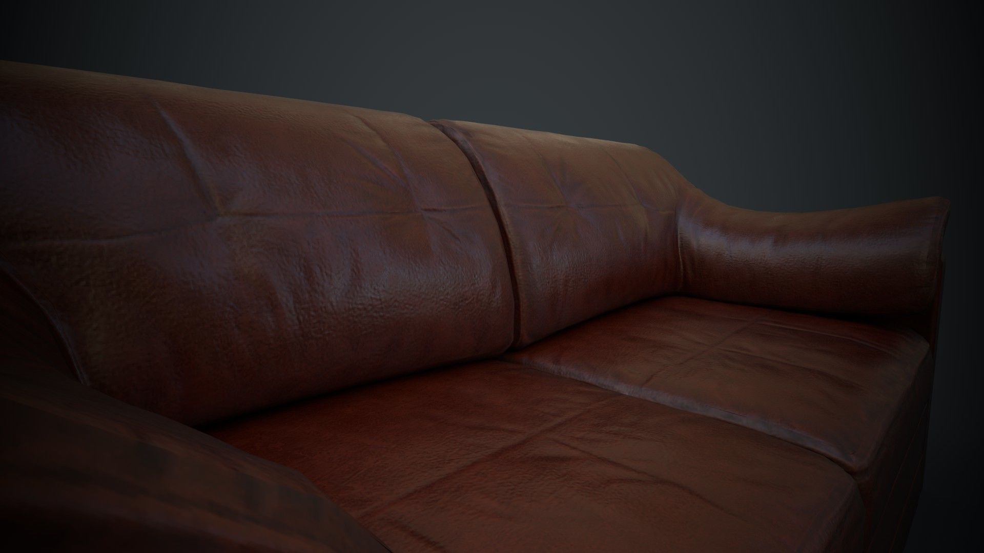 Leather Sofa Low-poly 3D model_4