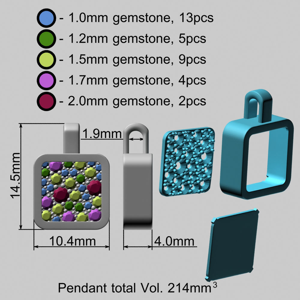 Beautiful Cubic Shape Gold Pendant 3D print model_25