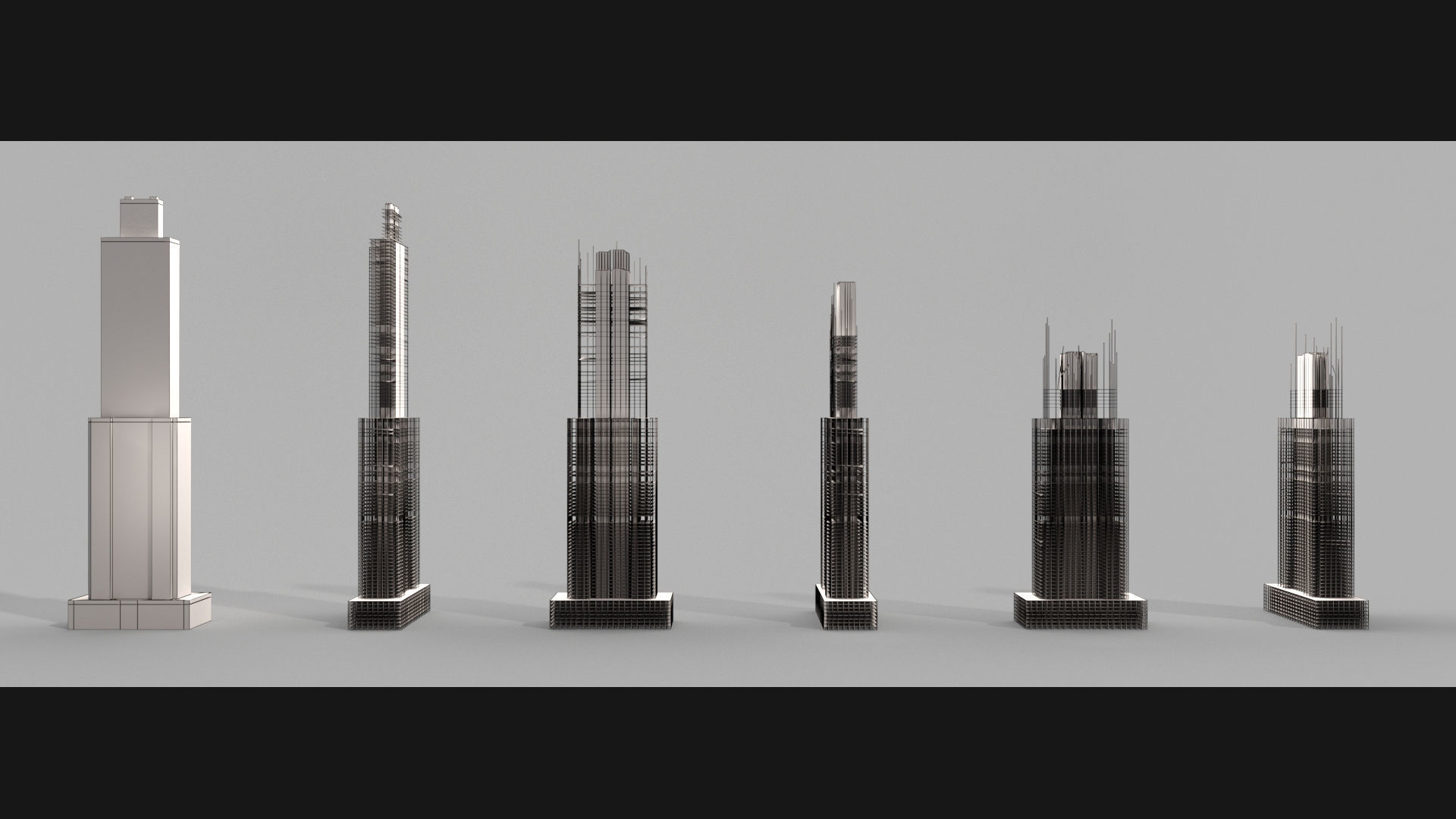 Post-Apocalyptic Background Buildings Low-poly 3D model_11