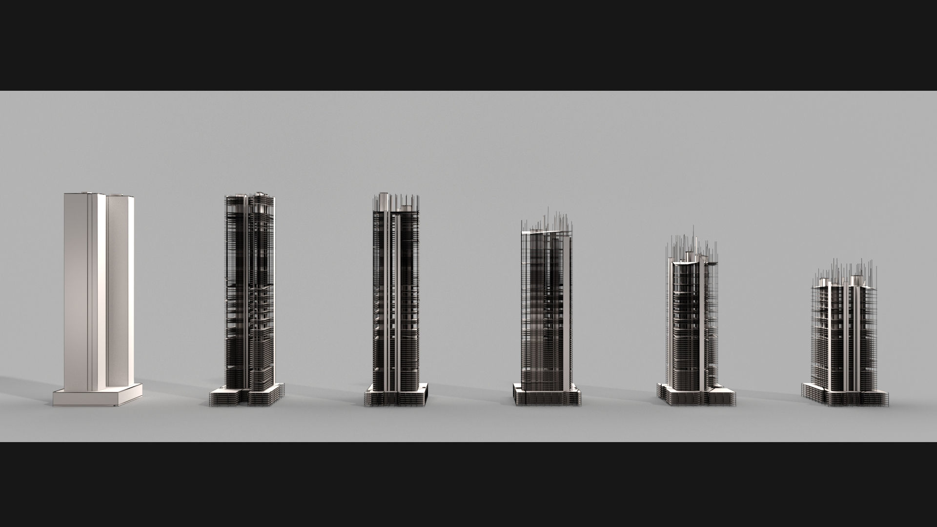 Post-Apocalyptic Background Buildings Low-poly 3D model_9