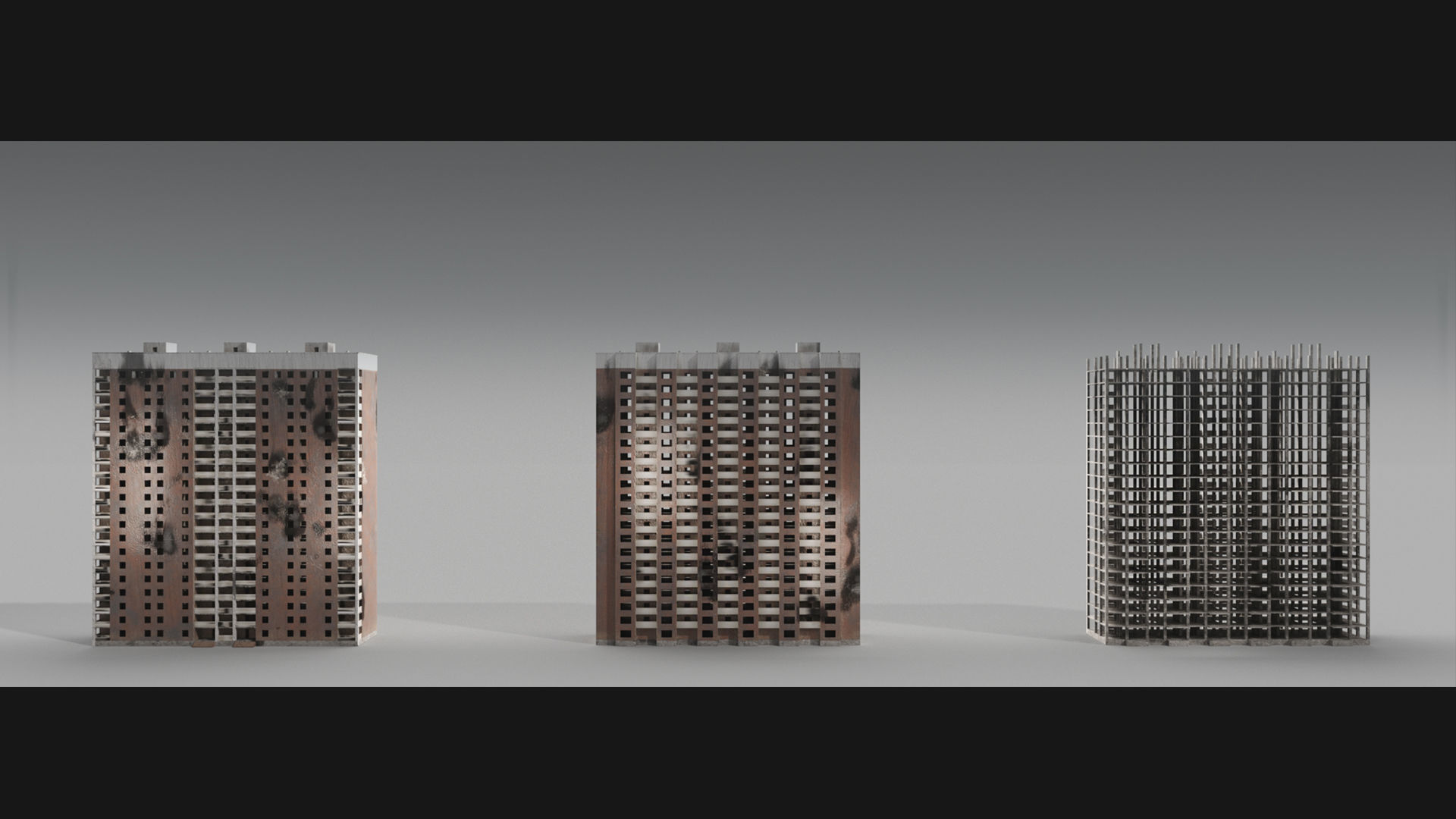 Post-Apocalyptic Background Buildings Low-poly 3D model_8