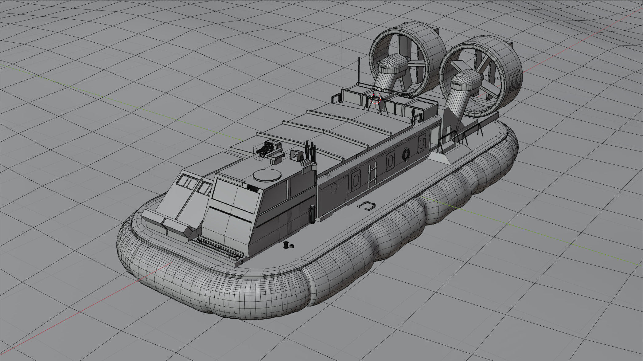 Hovercraft floating in water Low-poly 3D model_6