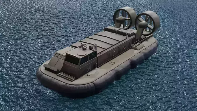 Hovercraft floating in water Low-poly 3D model