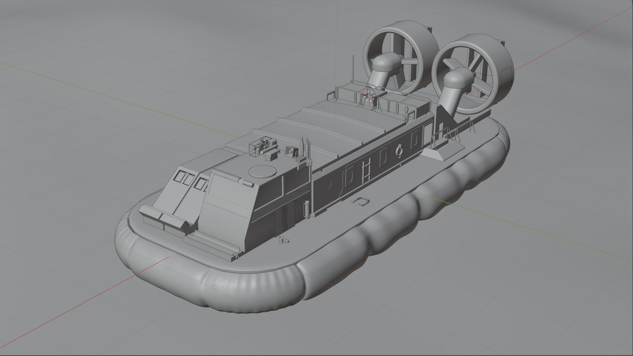 Hovercraft floating in water Low-poly 3D model_2