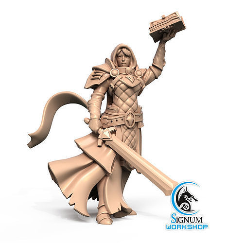 Pre-supported 3D printable model of Liobrenda the Temple Novice 3D print model