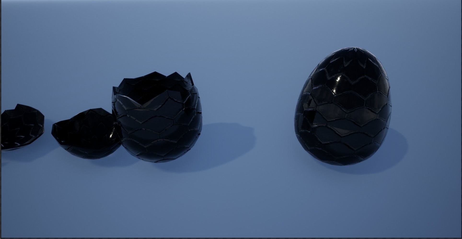 Lowpoly Whole and Hatched Dragon-Creature Eggs Low-poly 3D model_22