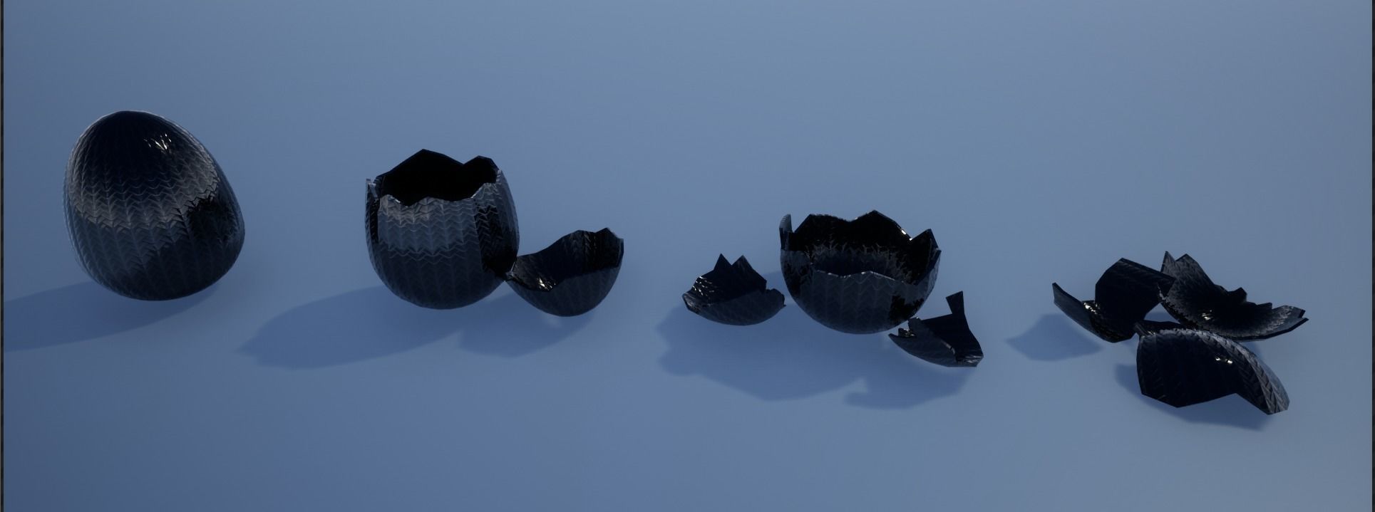 Lowpoly Whole and Hatched Dragon-Creature Eggs Low-poly 3D model_16