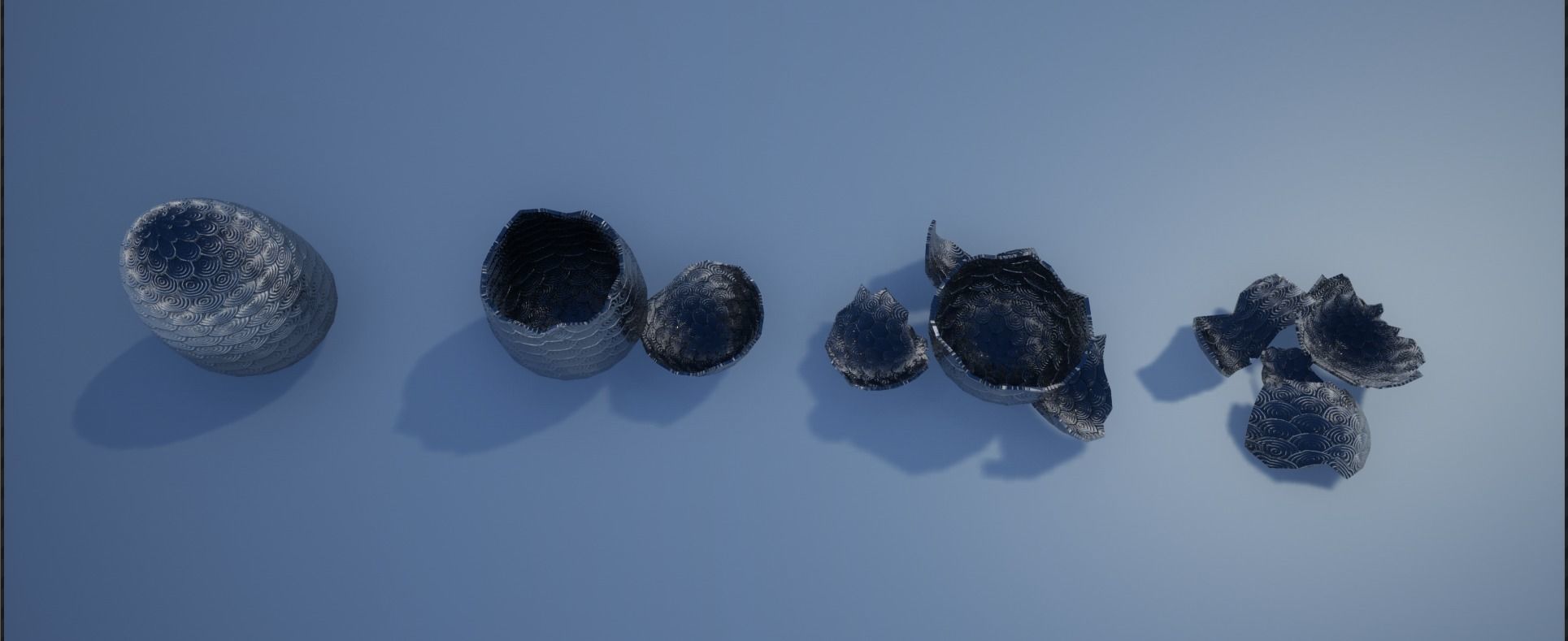 Lowpoly Whole and Hatched Dragon-Creature Eggs Low-poly 3D model_8