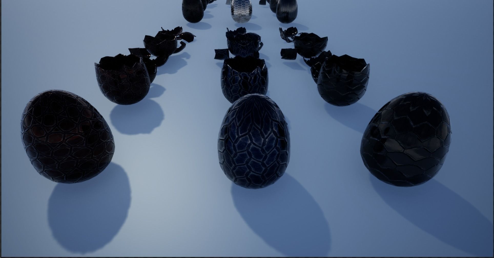 Lowpoly Whole and Hatched Dragon-Creature Eggs Low-poly 3D model_3