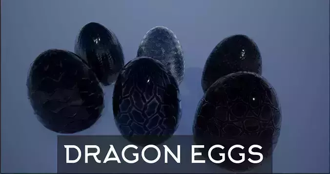 Lowpoly Whole and Hatched Dragon-Creature Eggs Low-poly 3D model