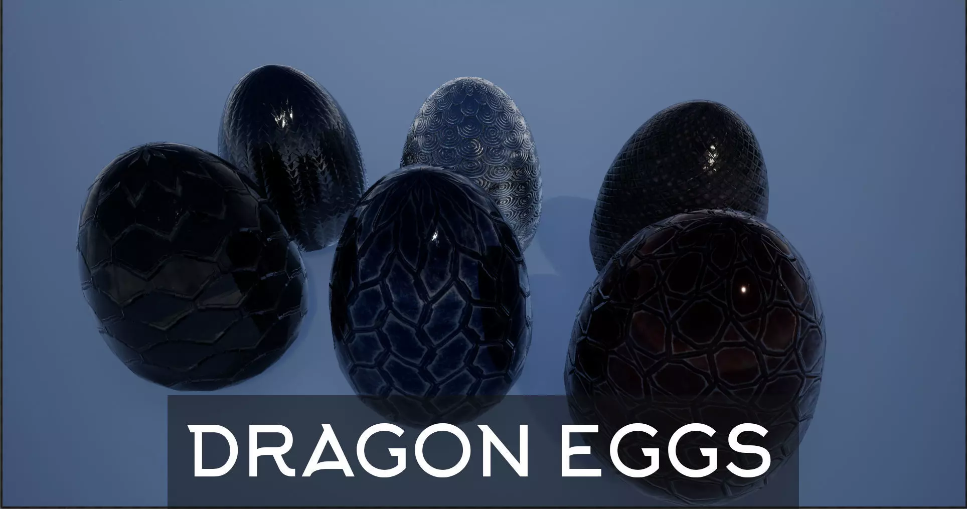 Lowpoly Whole and Hatched Dragon-Creature Eggs Low-poly 3D model_0
