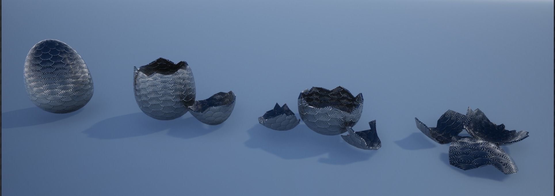 Lowpoly Whole and Hatched Dragon-Creature Eggs Low-poly 3D model_7