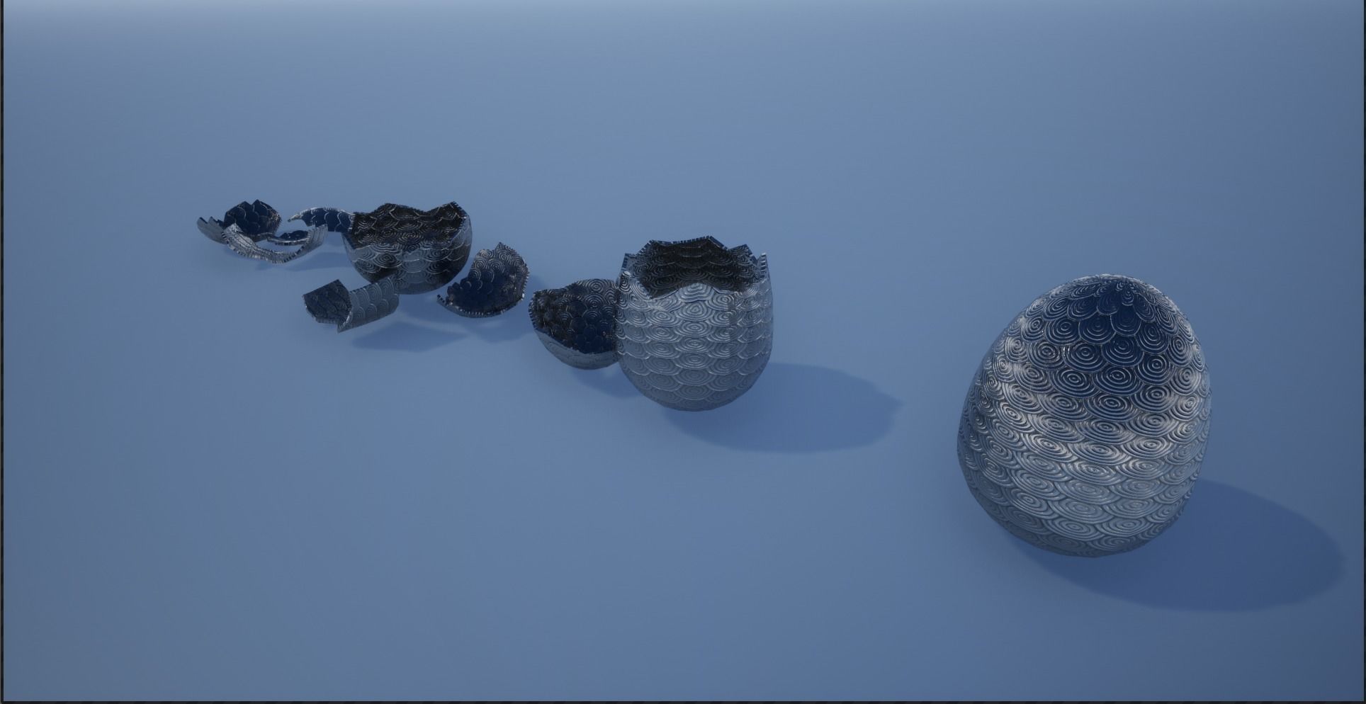 Lowpoly Whole and Hatched Dragon-Creature Eggs Low-poly 3D model_9