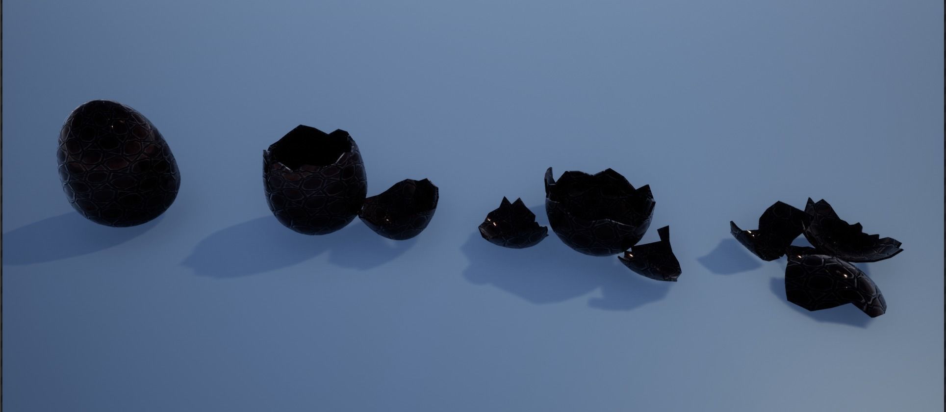 Lowpoly Whole and Hatched Dragon-Creature Eggs Low-poly 3D model_13