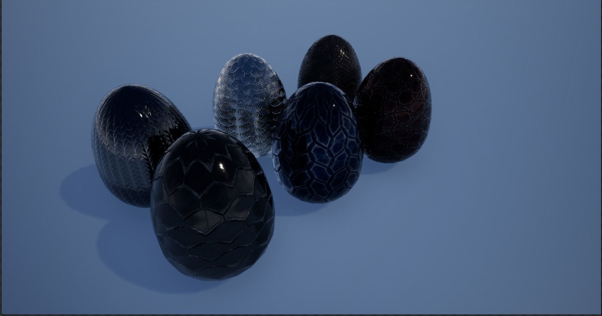 Lowpoly Whole and Hatched Dragon-Creature Eggs Low-poly 3D model_2