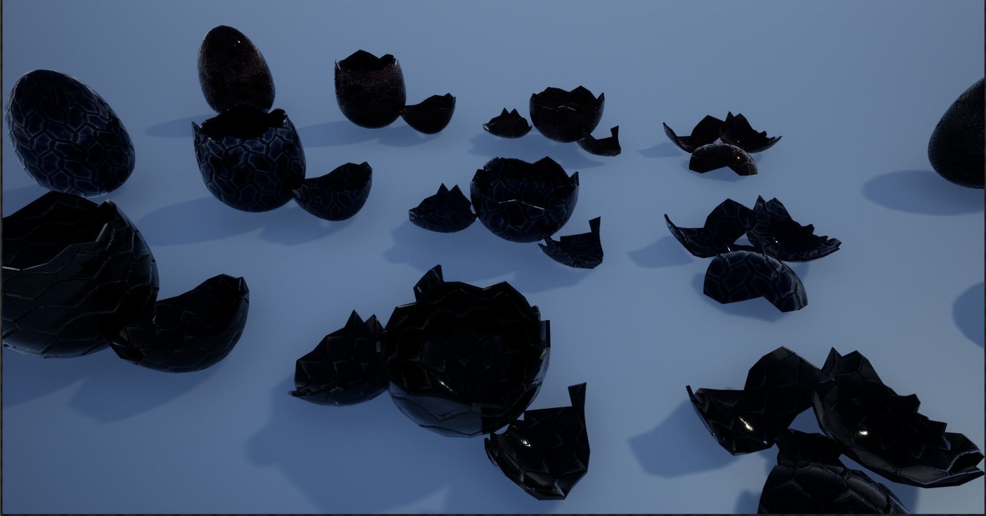 Lowpoly Whole and Hatched Dragon-Creature Eggs Low-poly 3D model_4