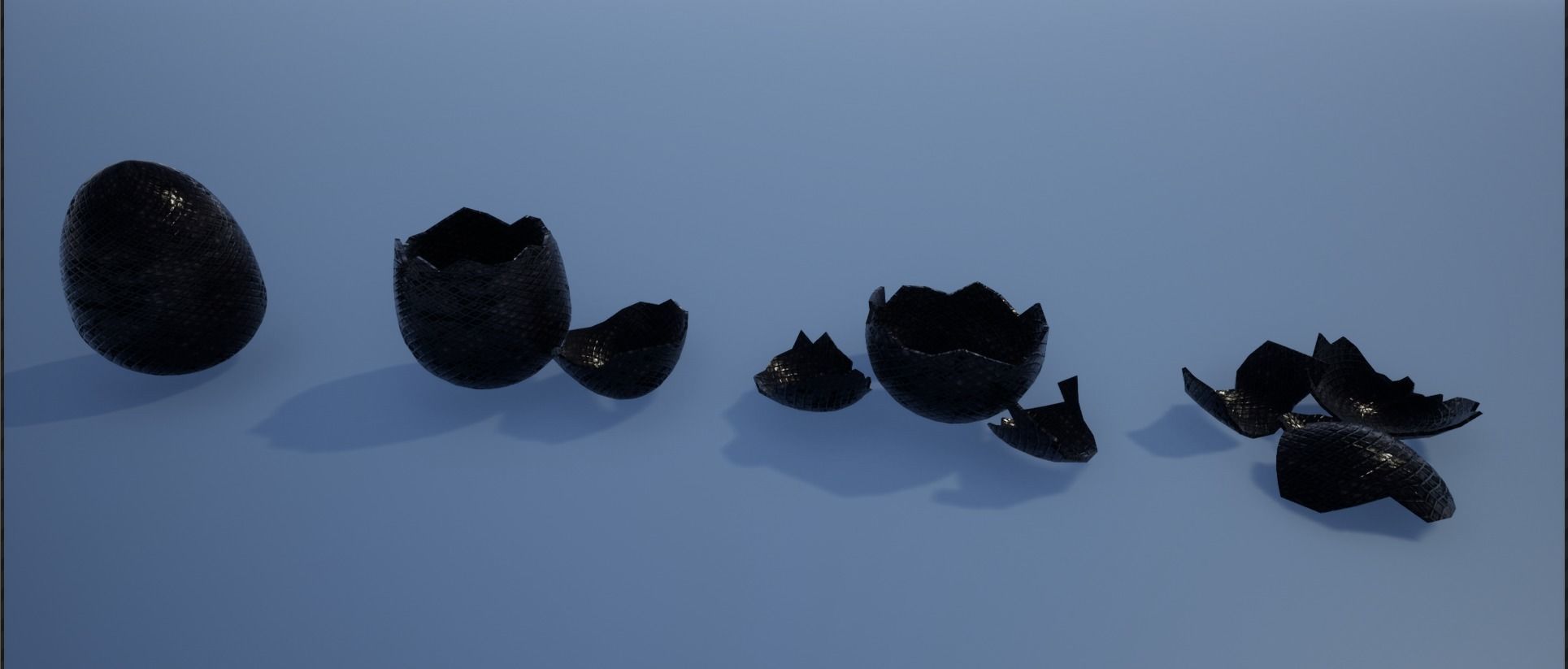 Lowpoly Whole and Hatched Dragon-Creature Eggs Low-poly 3D model_15