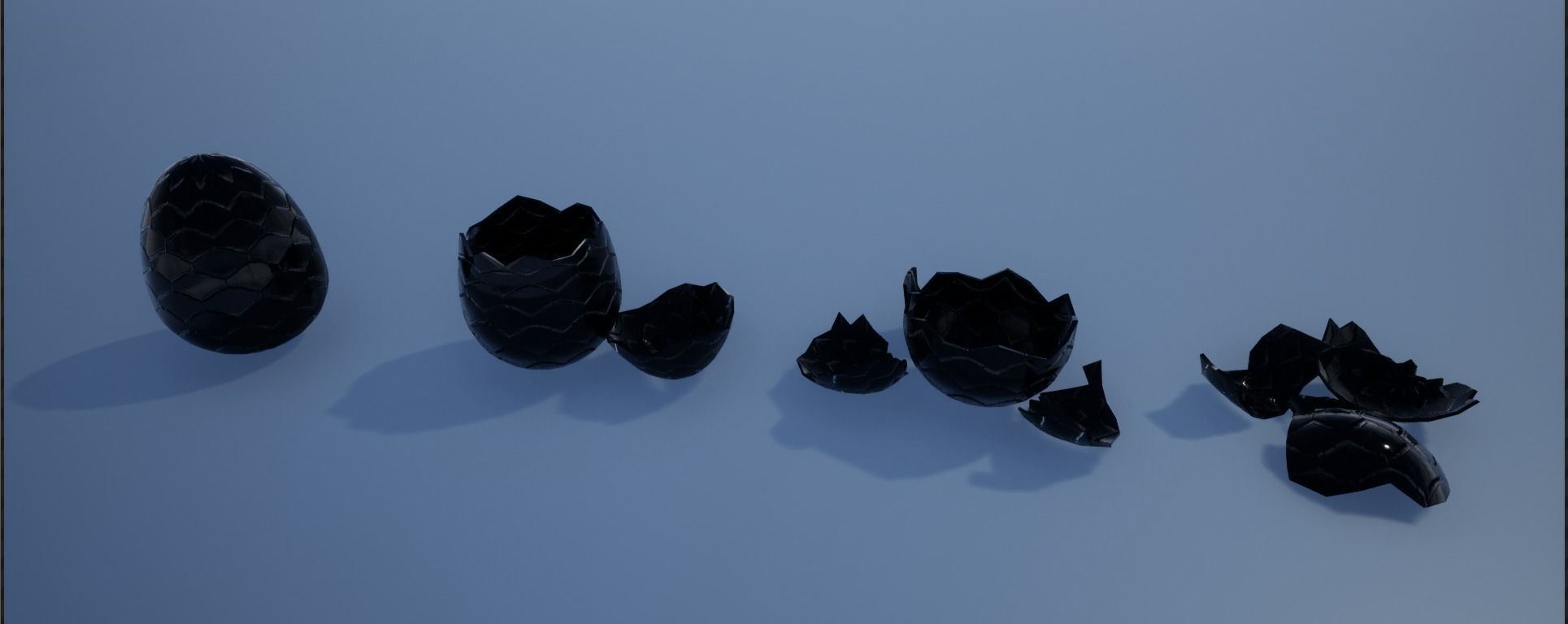 Lowpoly Whole and Hatched Dragon-Creature Eggs Low-poly 3D model_14