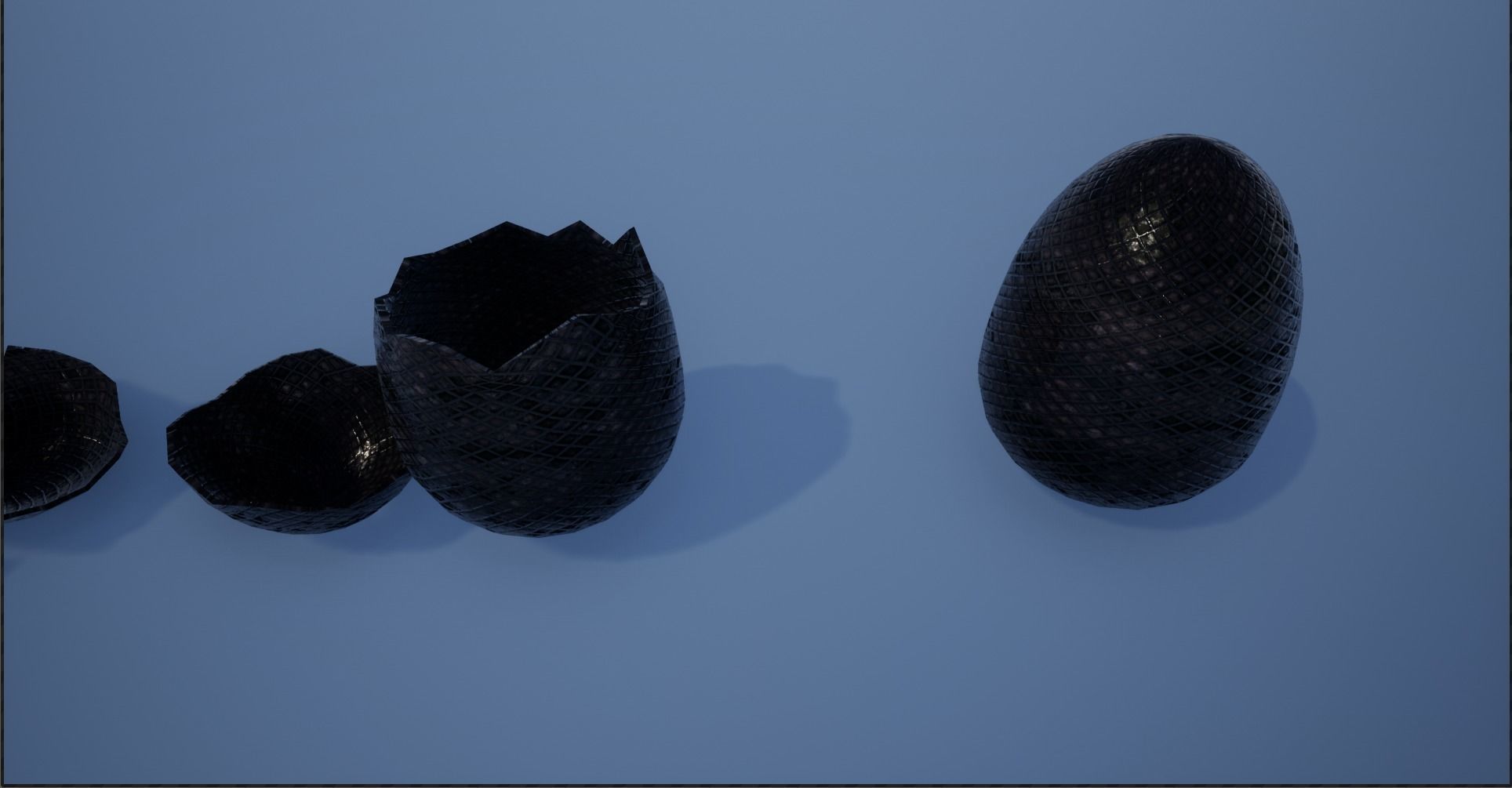 Lowpoly Whole and Hatched Dragon-Creature Eggs Low-poly 3D model_20