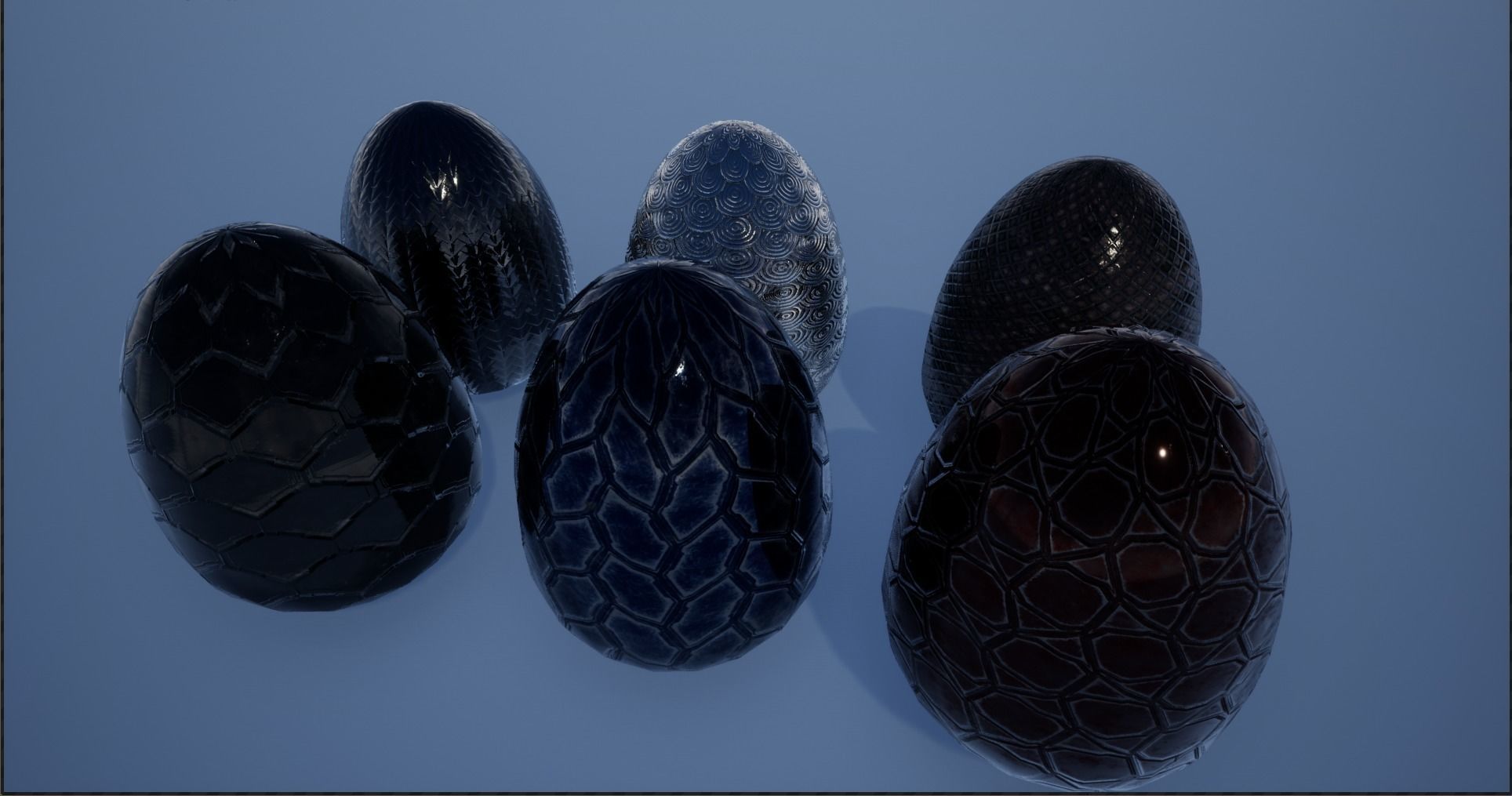 Lowpoly Whole and Hatched Dragon-Creature Eggs Low-poly 3D model_1