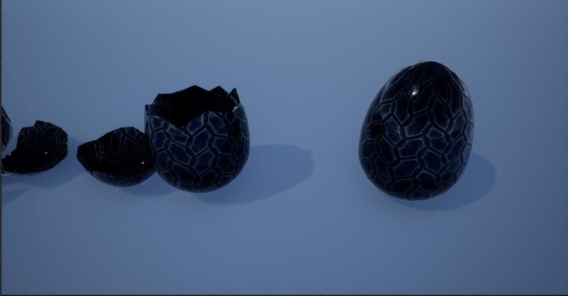 Lowpoly Whole and Hatched Dragon-Creature Eggs Low-poly 3D model_26