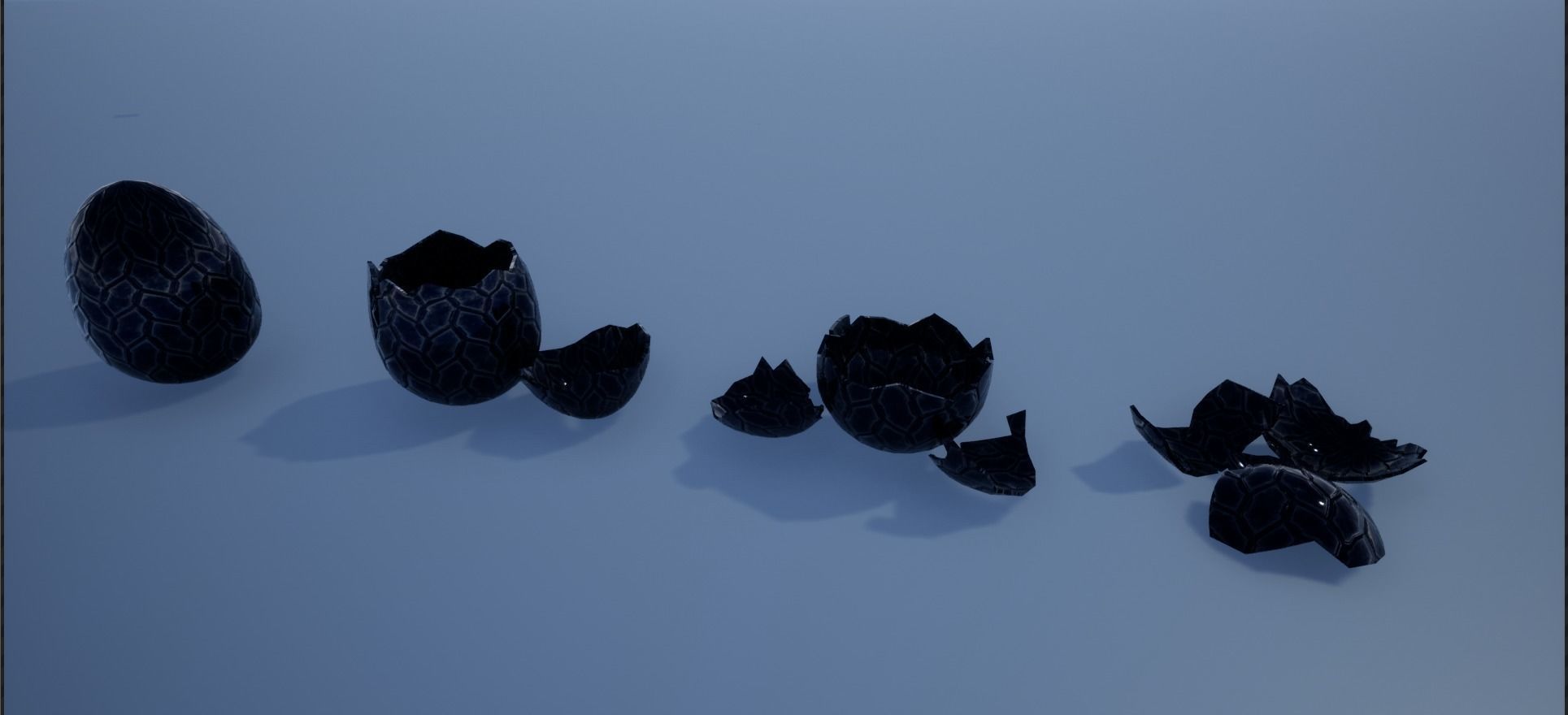 Lowpoly Whole and Hatched Dragon-Creature Eggs Low-poly 3D model_12