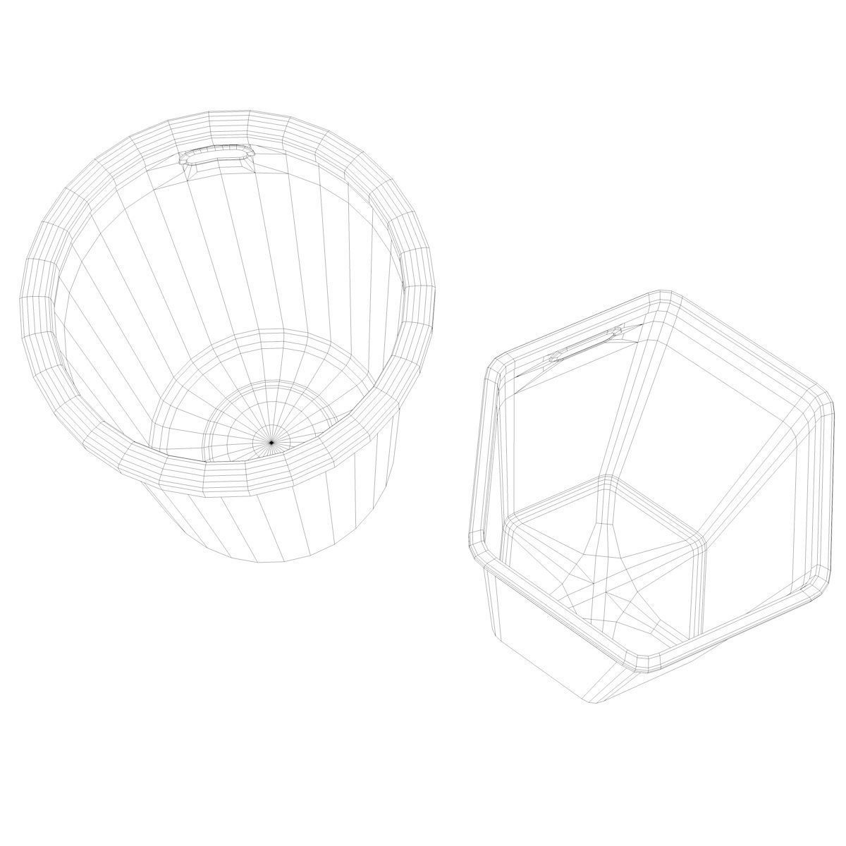 Trashcan two plastic trash cans 3D model_6