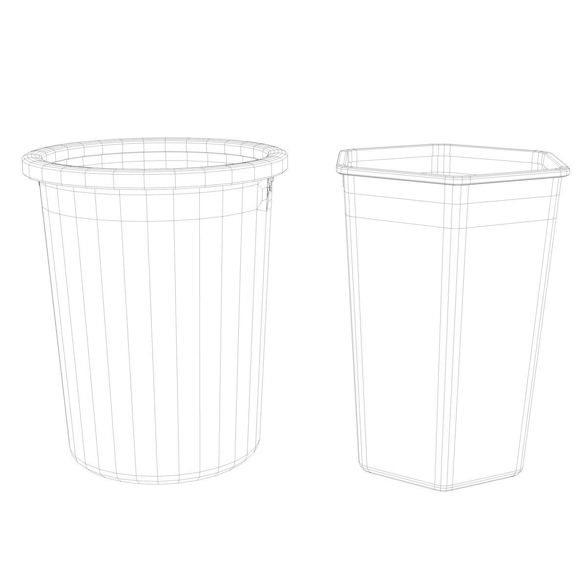 Trashcan two plastic trash cans 3D model_4