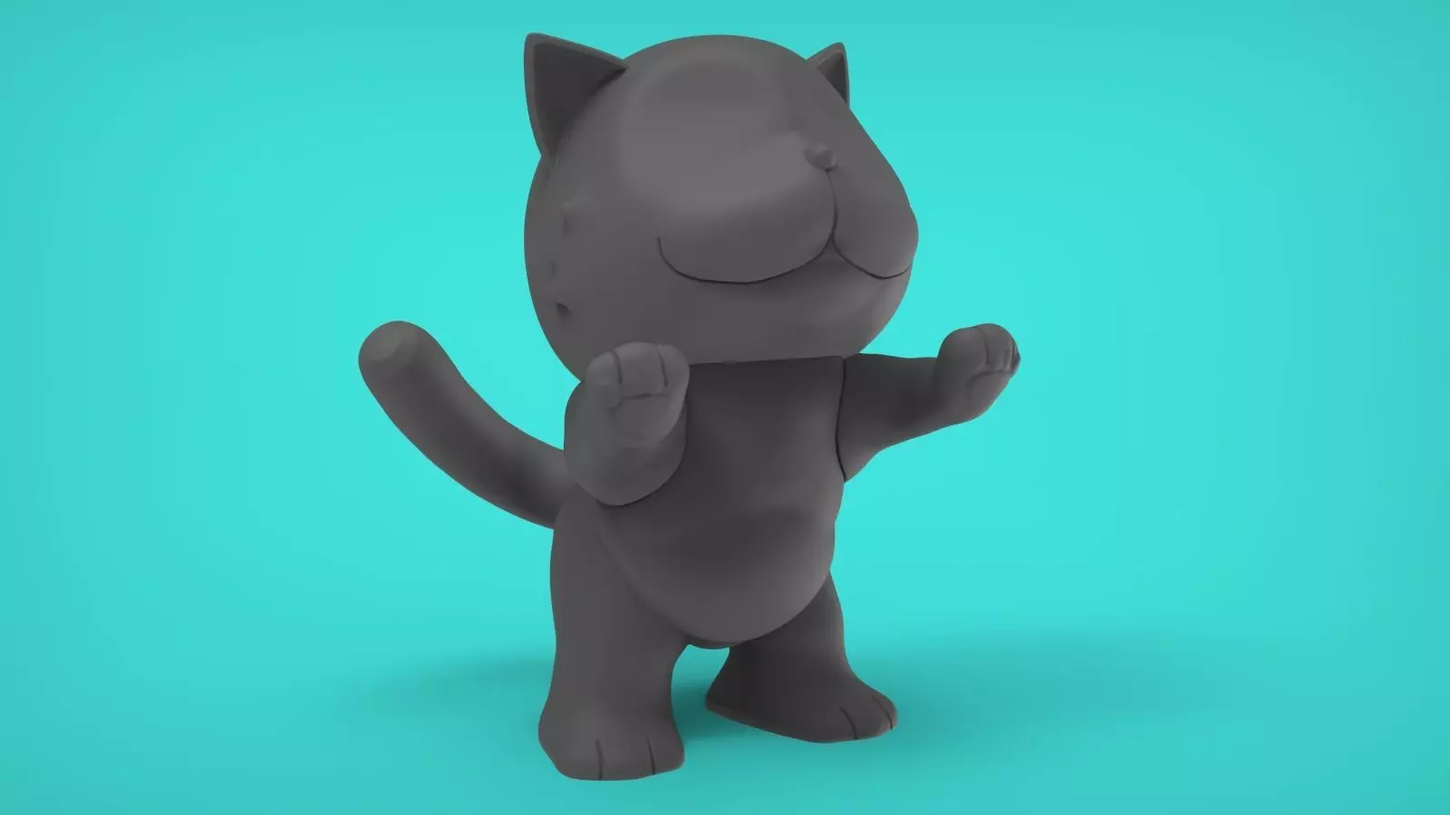 Cat asking 3D print model_0