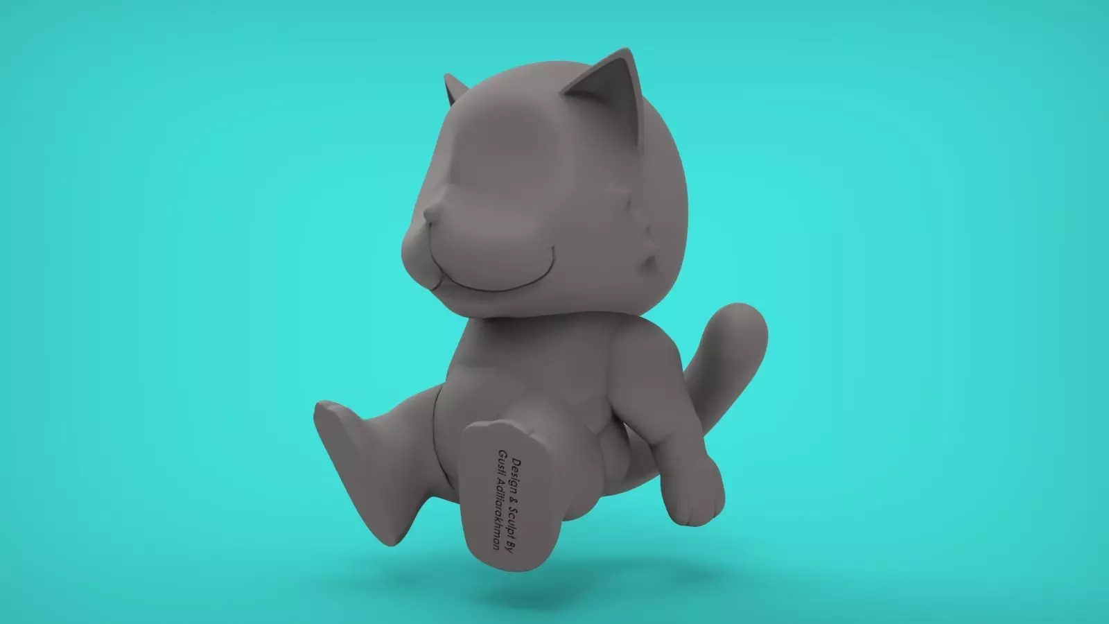 Cat sitting 3D print model_0
