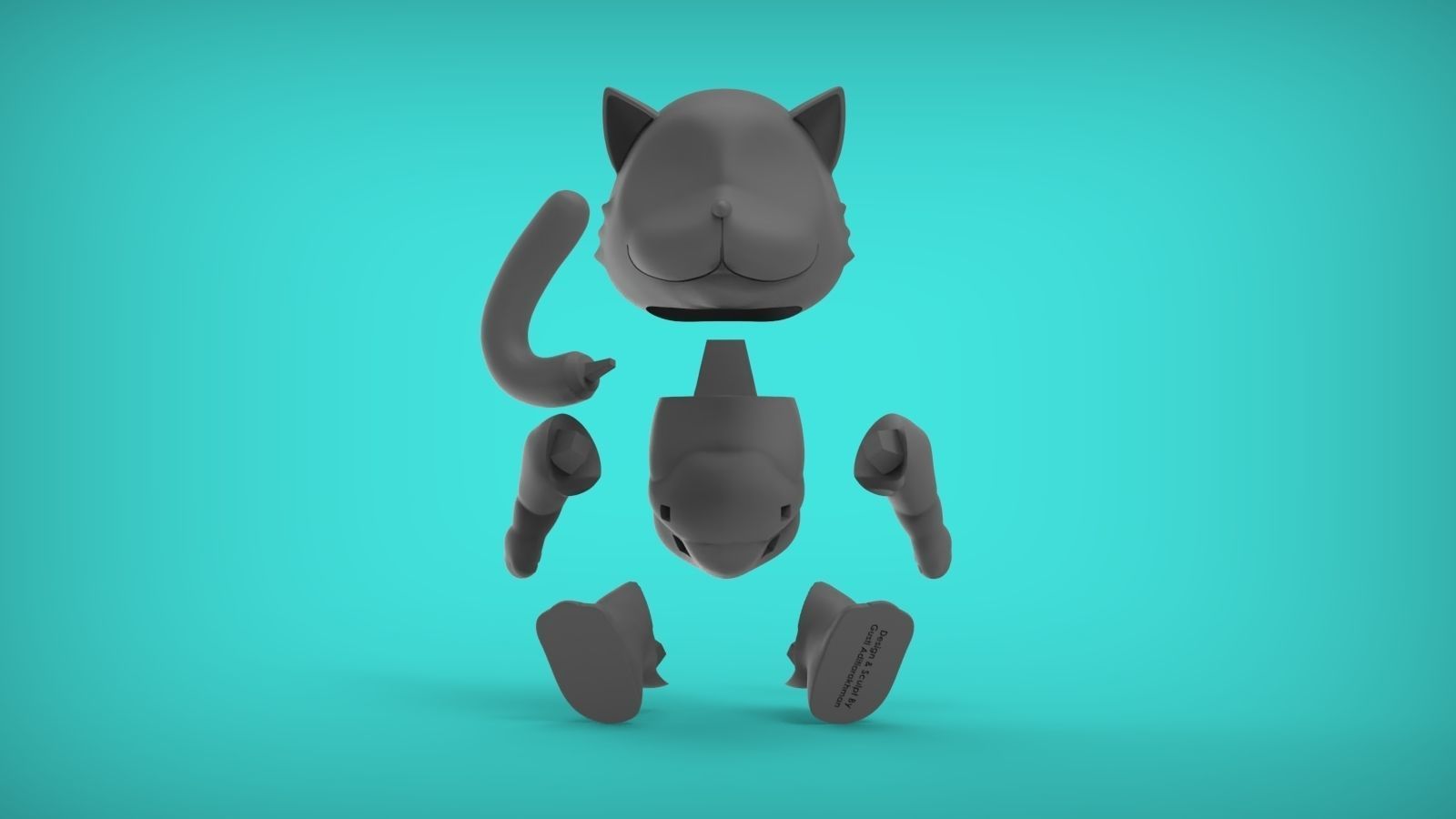 Cat sitting 3D print model_1