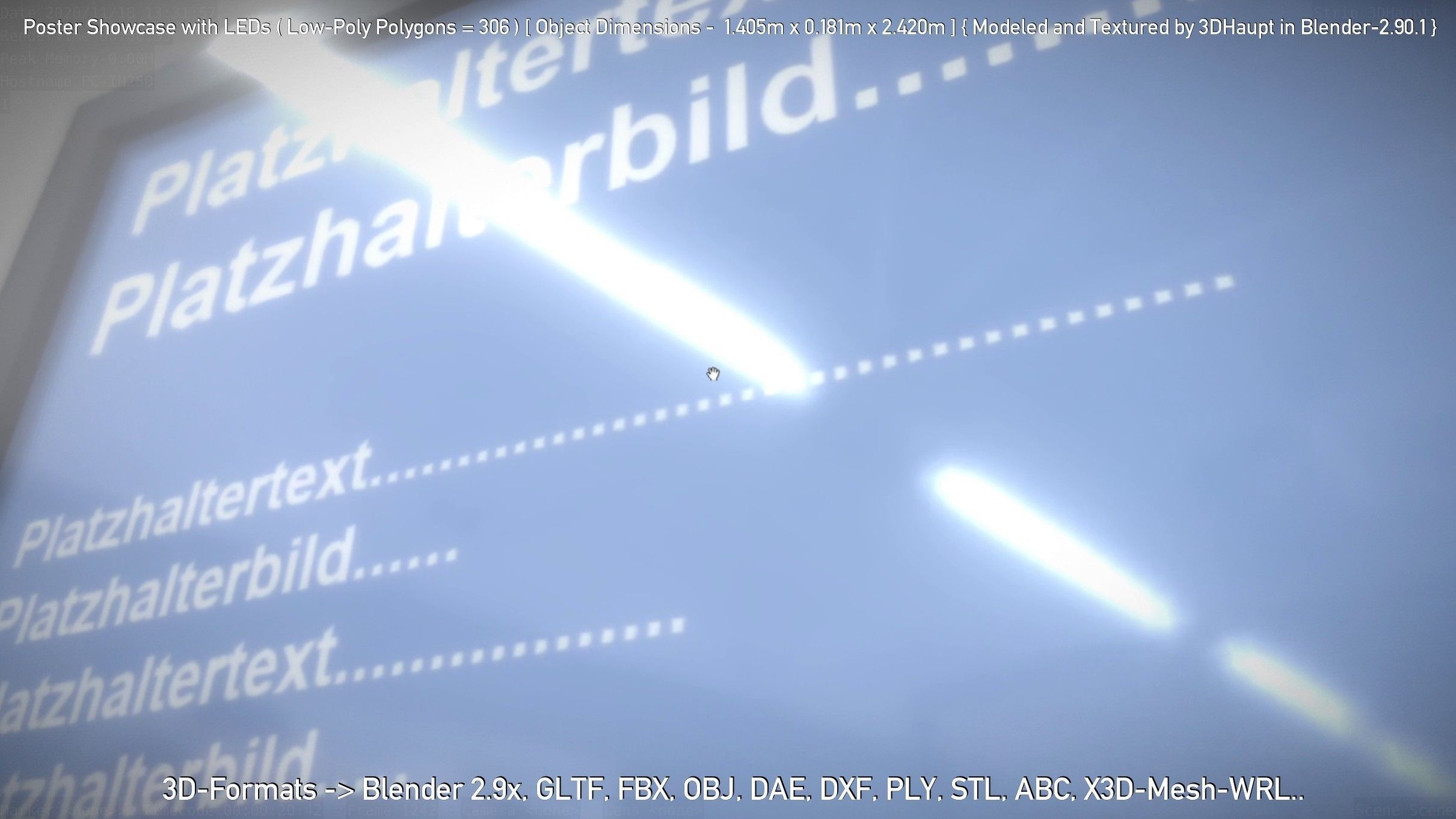 Outdoor Poster Showcase with LED Lighting Low-poly 3D model_92