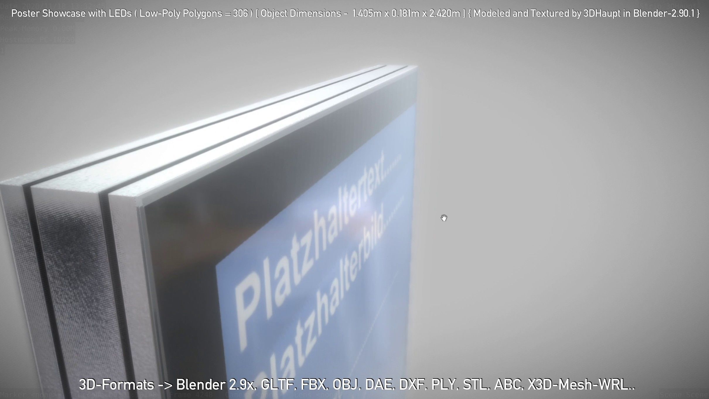 Outdoor Poster Showcase with LED Lighting Low-poly 3D model_74