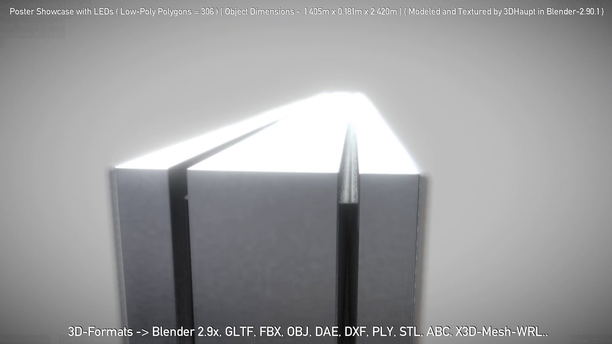 Outdoor Poster Showcase with LED Lighting Low-poly 3D model_91