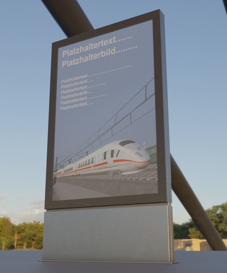 Outdoor Poster Showcase with LED Lighting Low-poly 3D model_3