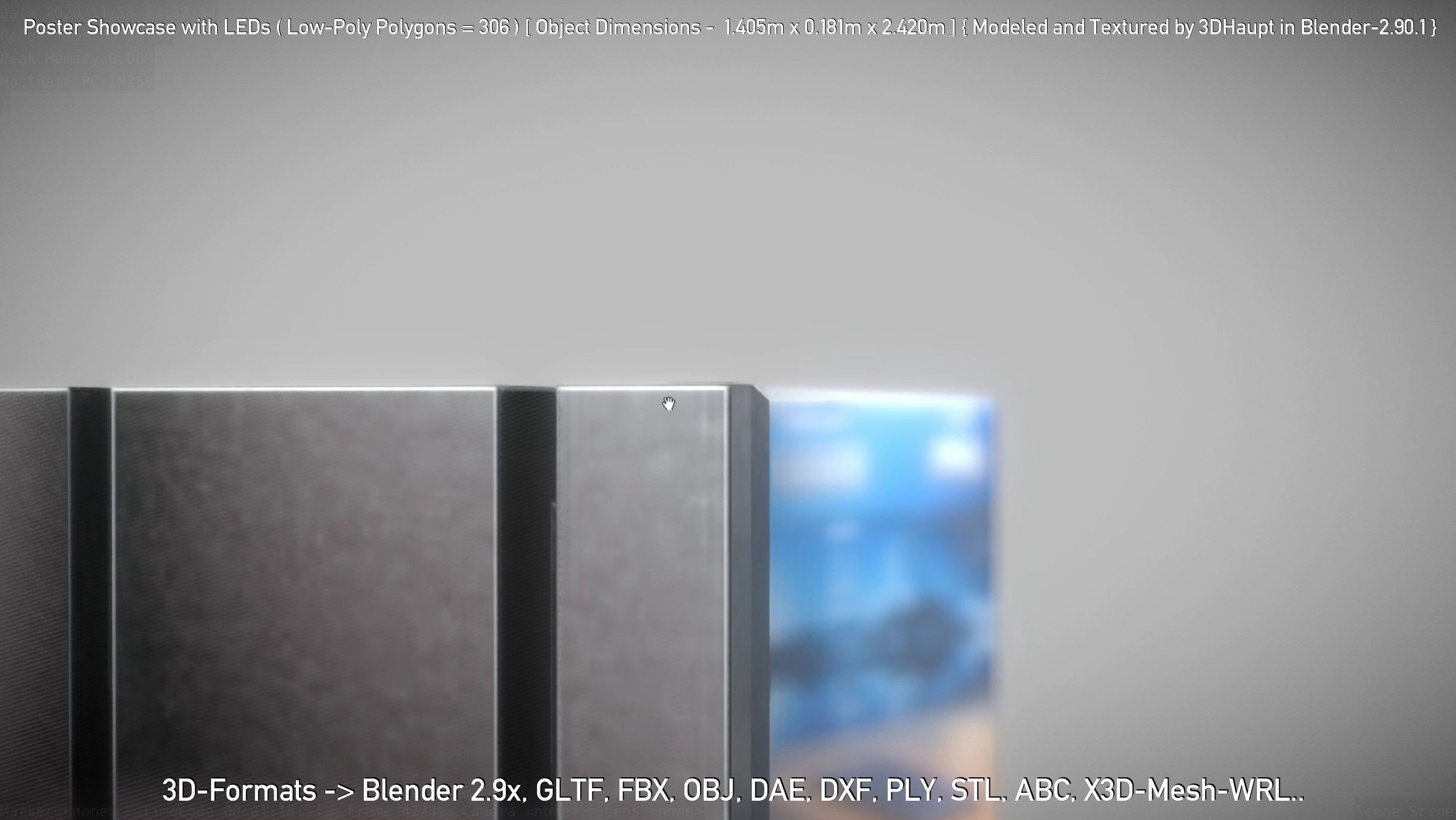 Outdoor Poster Showcase with LED Lighting Low-poly 3D model_47