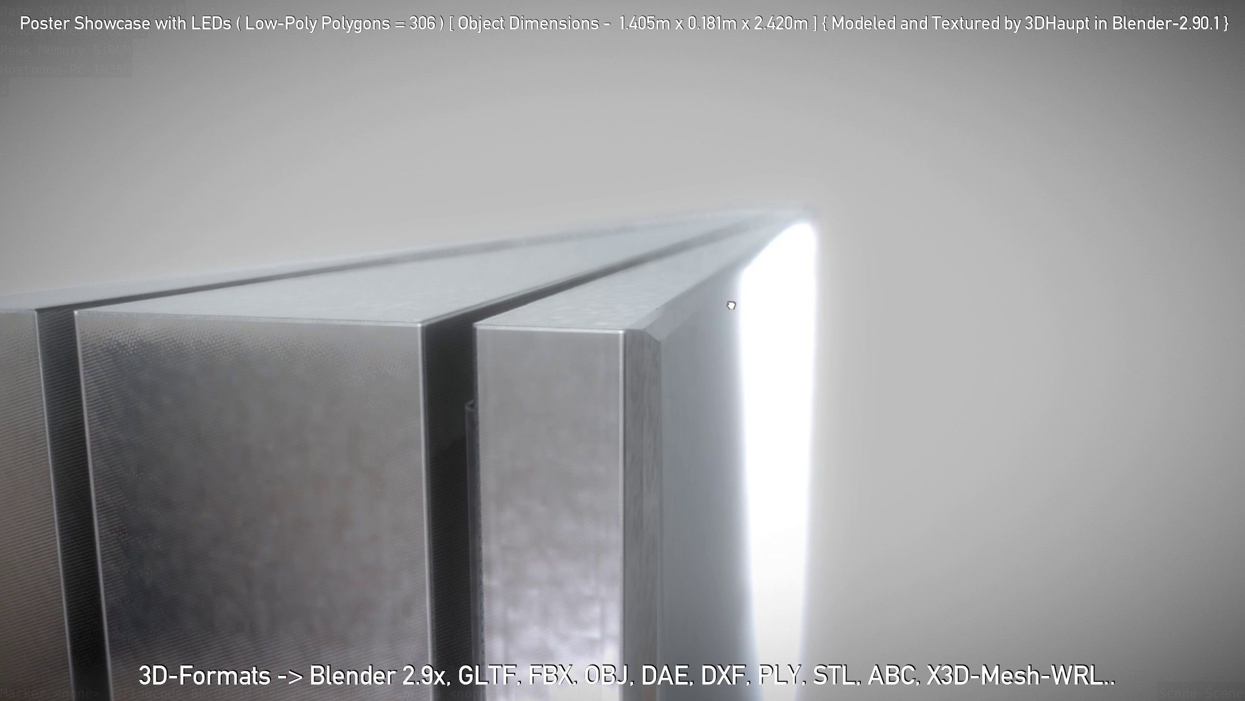 Outdoor Poster Showcase with LED Lighting Low-poly 3D model_76