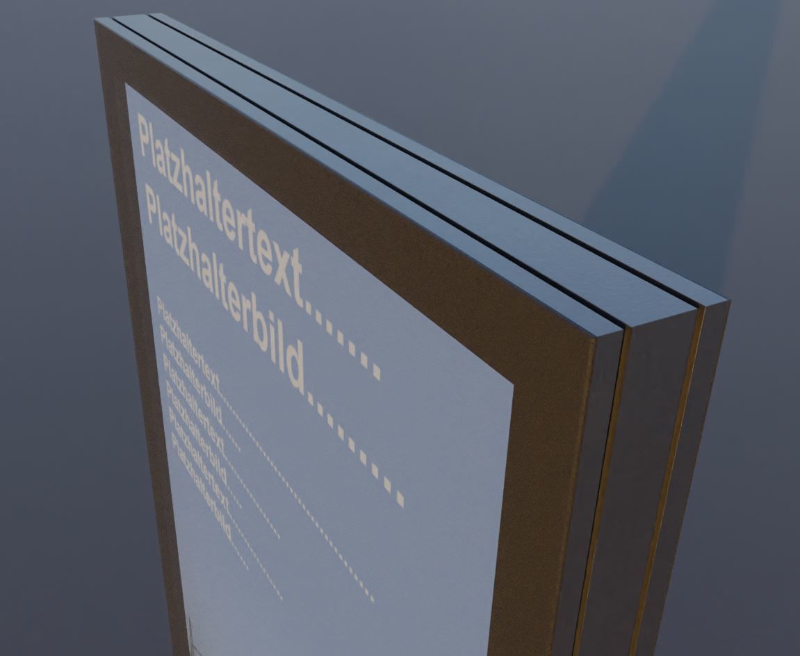 Outdoor Poster Showcase with LED Lighting Low-poly 3D model_7