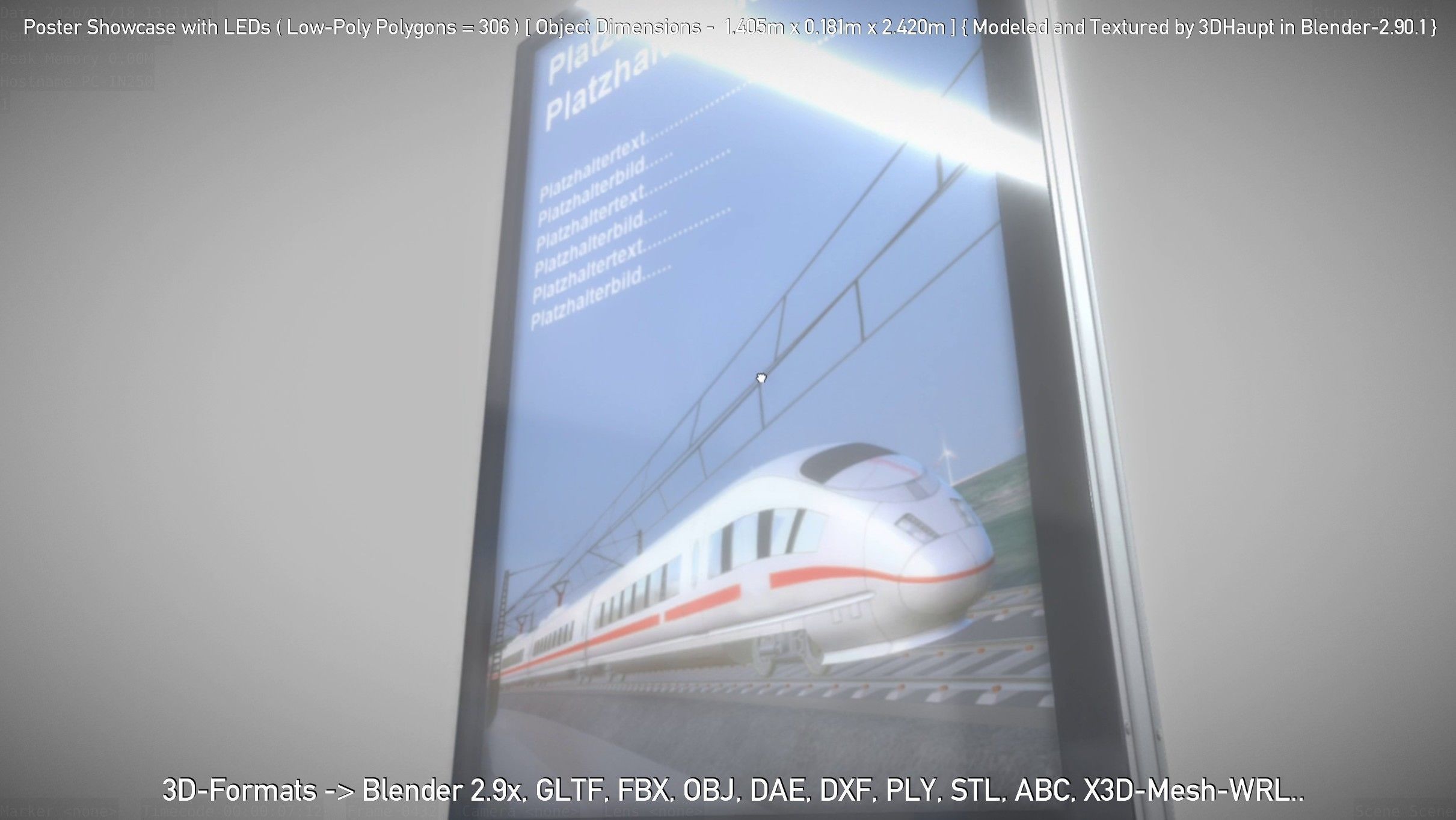 Outdoor Poster Showcase with LED Lighting Low-poly 3D model_52