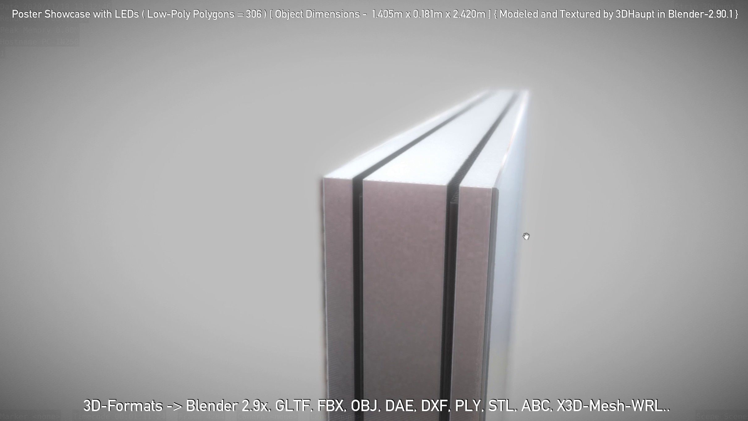 Outdoor Poster Showcase with LED Lighting Low-poly 3D model_40