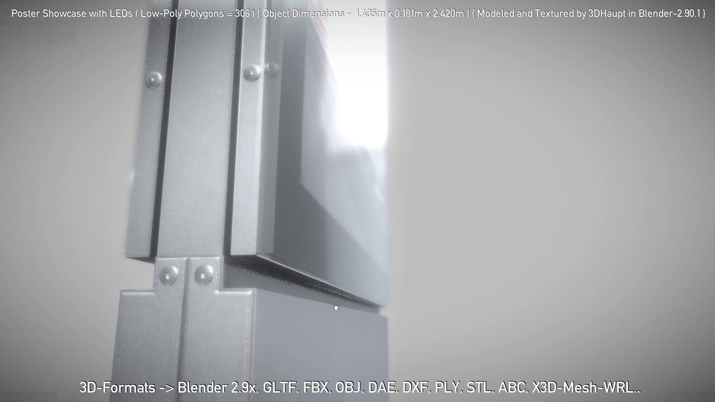 Outdoor Poster Showcase with LED Lighting Low-poly 3D model_60