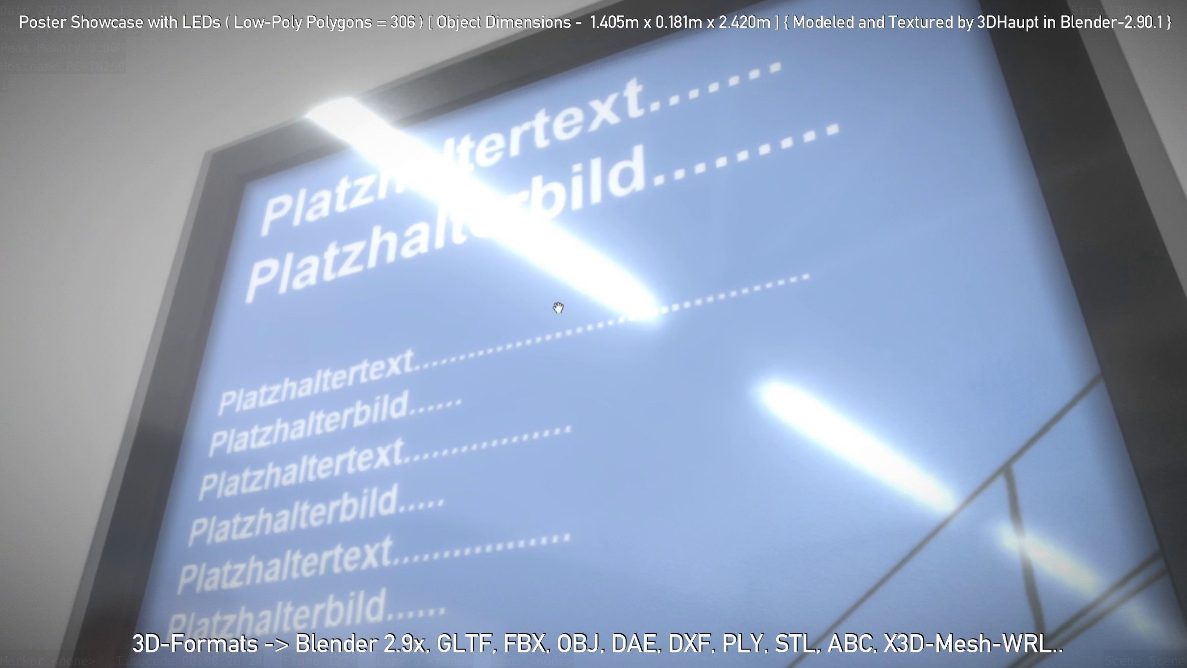 Outdoor Poster Showcase with LED Lighting Low-poly 3D model_14