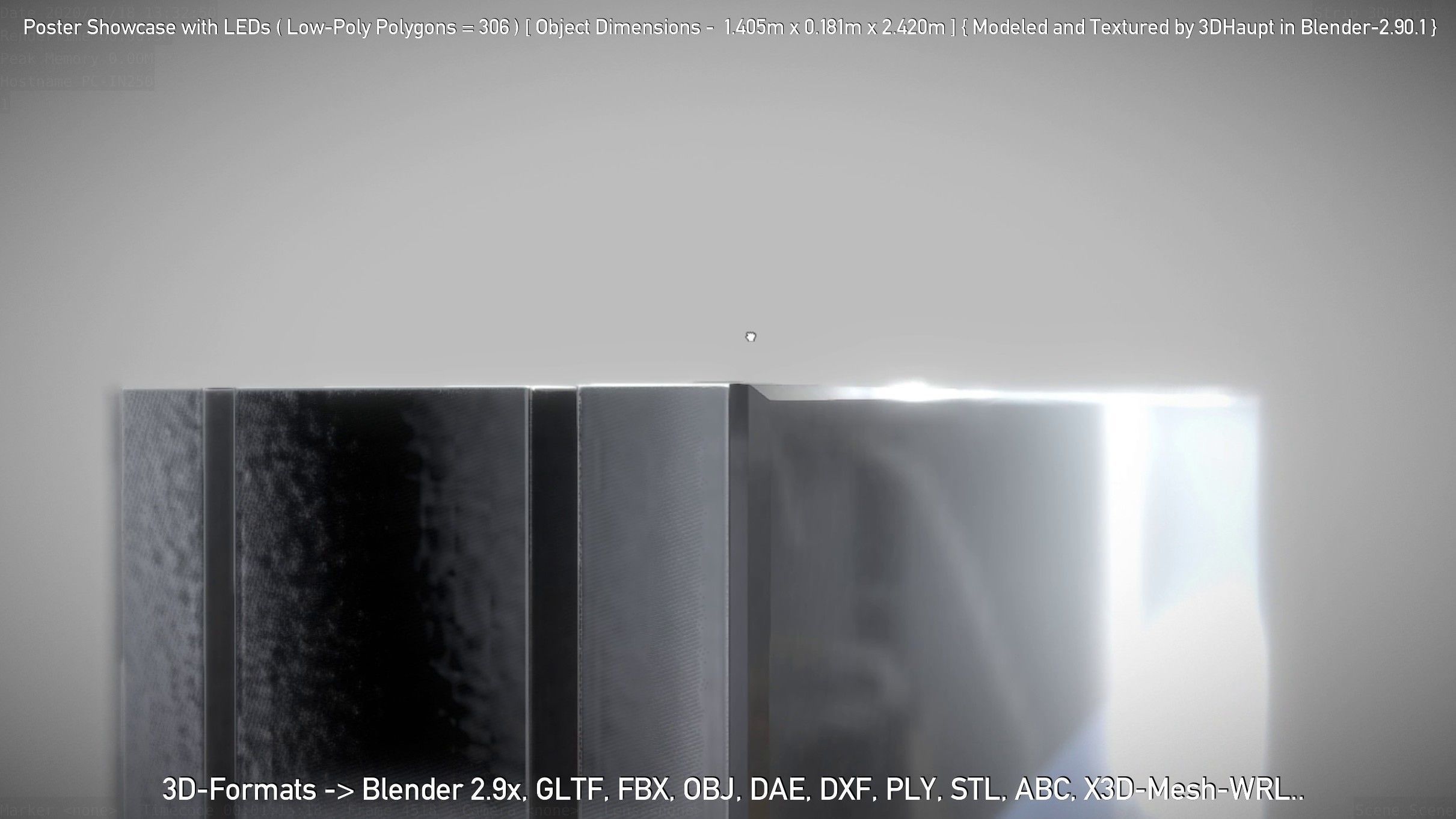 Outdoor Poster Showcase with LED Lighting Low-poly 3D model_44