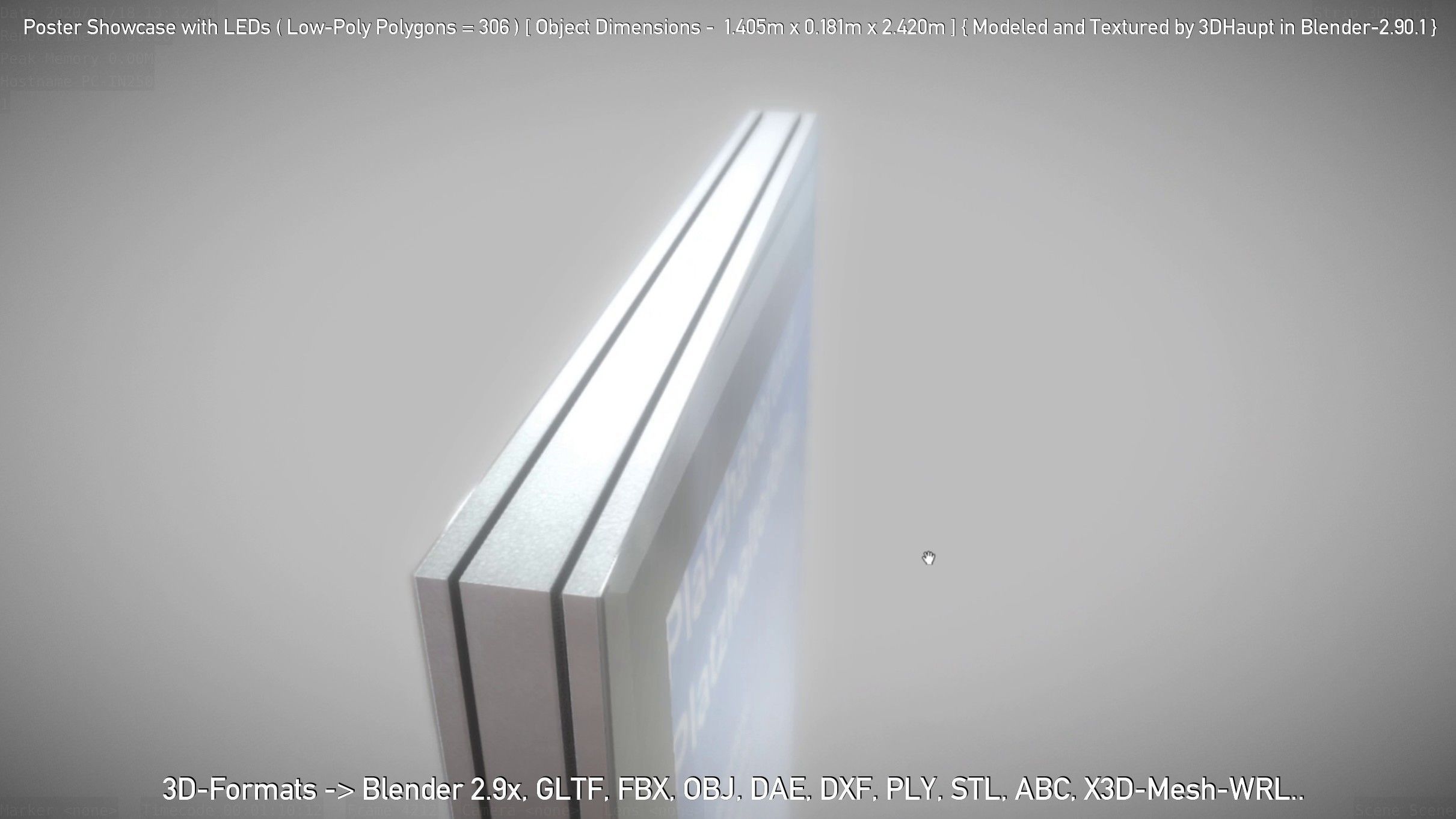 Outdoor Poster Showcase with LED Lighting Low-poly 3D model_39